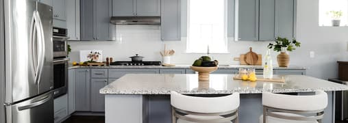 Modern kitchen with white cabinets